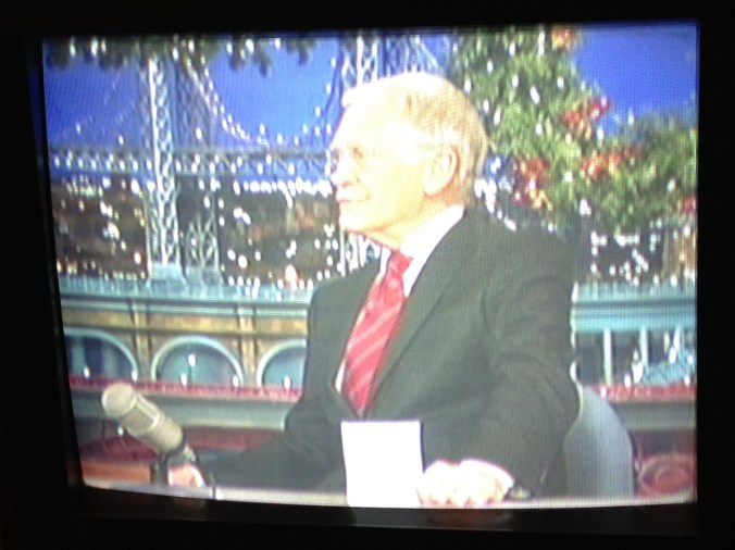 Watching David Letterman's Last Christmas Show on TV in Chicago - December 2014