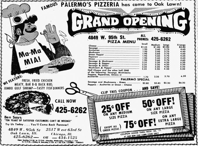 Palermo's 95th Grand Opening - Suburbanite Economist, November 21, 1971