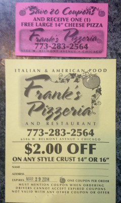 Frank's Pizzeria cards