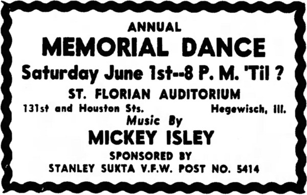 St. Florian Annual Memorial Dance, 1957