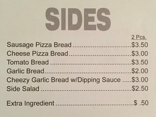 Pudgy's Menu Sides