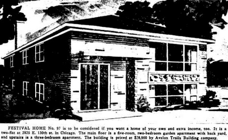 Festival Home - Avalon Trails Two-flat - Tribune Sep. 28, 1963