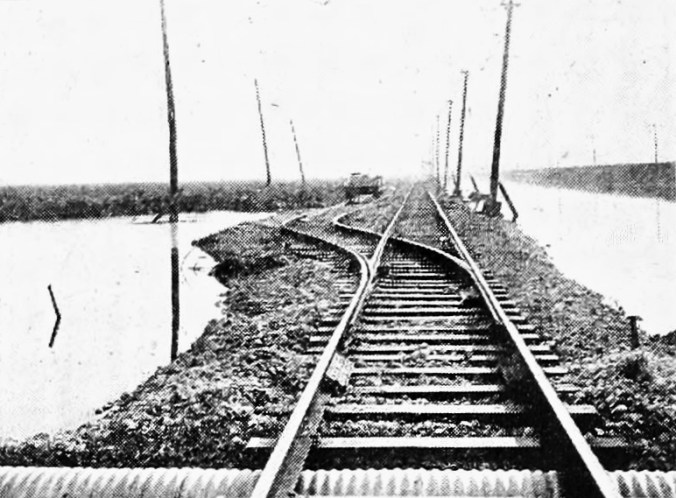 Street car through marsh, 1919