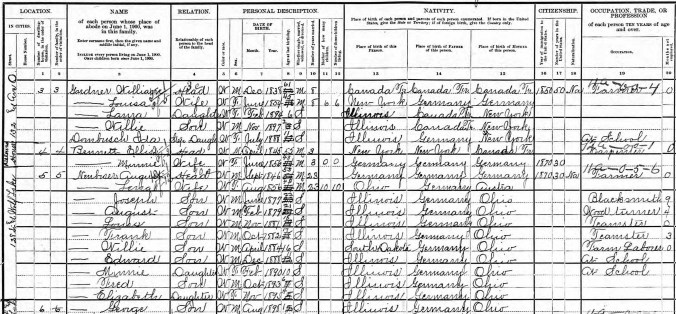 Ellis Bennett &amp; the Neubiser Family - 1900 Census