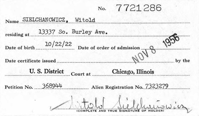 Witold Sielchanowicz Northern District, Illinois, Naturalization Index, 1926-1979