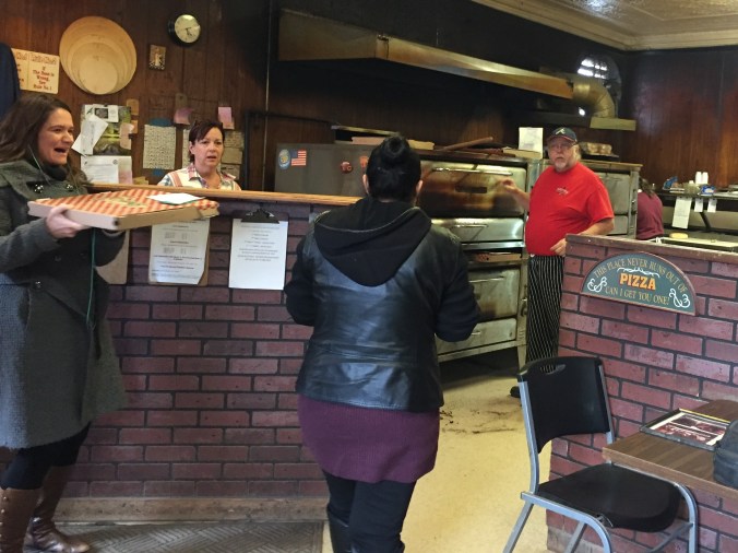 Bob and Donna Helping Customers - Pudgy's Pizza, Hegewisch - Chicago Pizza Hound