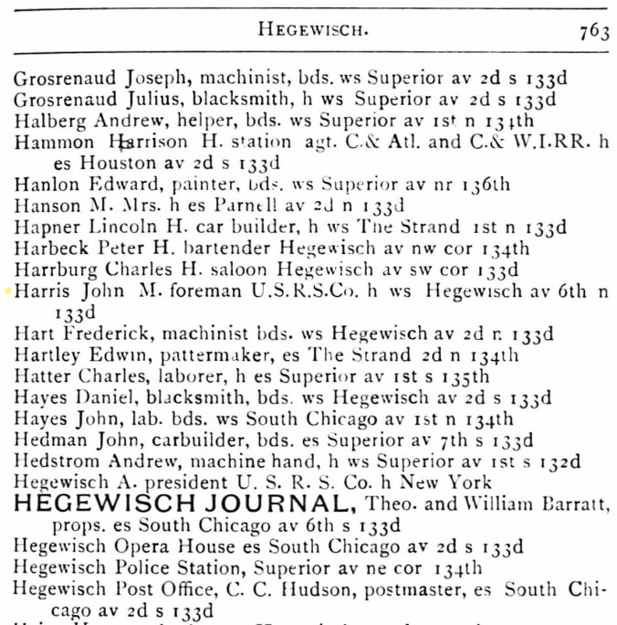 John Harris 1889 Directory Hyde Park
