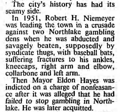 Northlake Politics and Crime, Chicago Tribune September 14, 1991