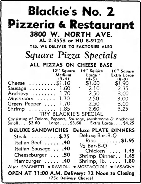 Blackie's No. 2 Pizzeria, 3800 W. North Ave. - The Garfieldian, August 8, 1962