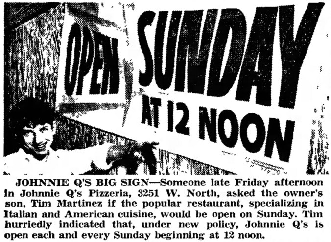 Johnnie Q's Pizzeria, 3251 W. North Ave. - The News, March 17, 1965 – Version 2