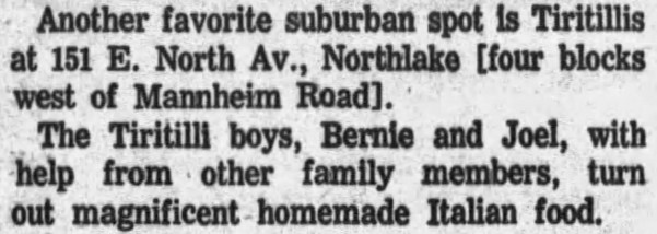 Perry's Pizza Joynt, Northlake, Illinois - Chicago Pizza Hound - Tiritilli's