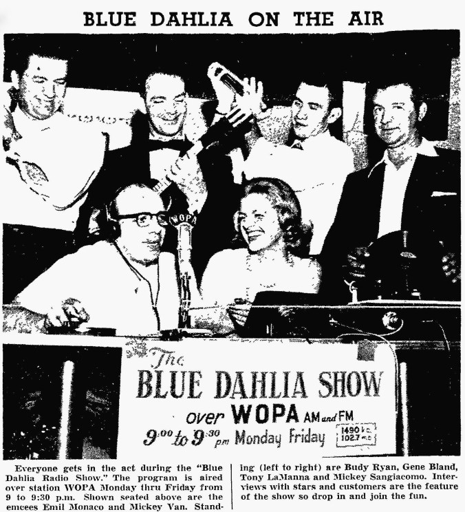 Blue Dahlia Radio Show on WOPA with Emil Monaco and Mickey Van - The Garfieldian, July 22, 1959