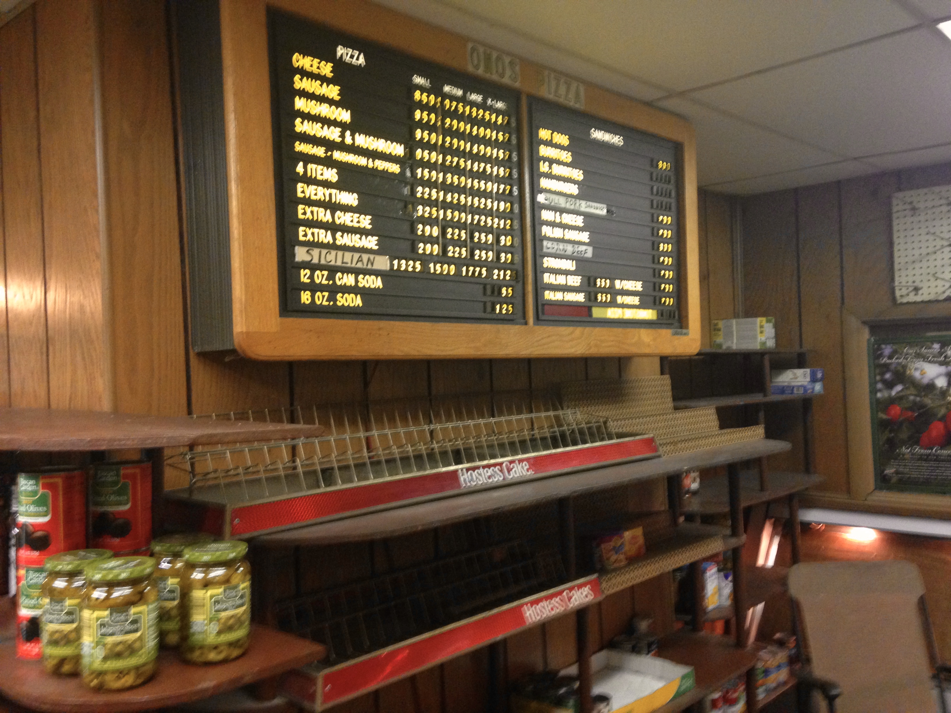 Wall Menu and Shelves at Ono's - Miller, Gary - 2014